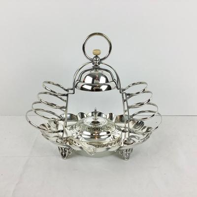8697 Antique Victorian Silverplate Toast Jelly Server with Bell