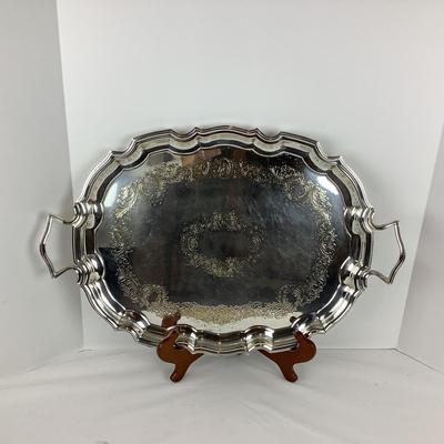8702 Large Silverplate English Double handled Tray