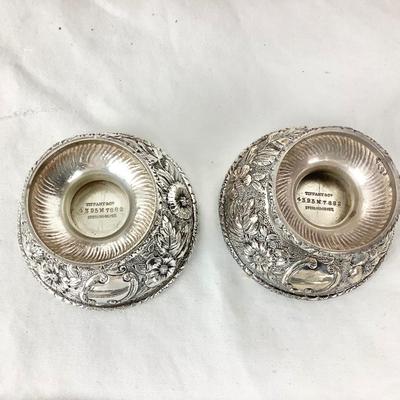8706 Tiffany & Co. Silver plated Oval Tray with Two Sterling Salts