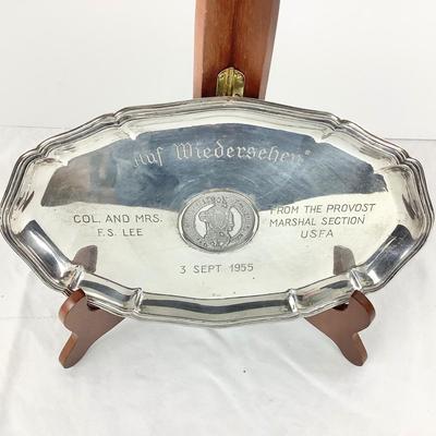 8708 Vintage Award Tray with Coin 800 Silver