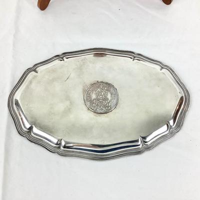 8708 Vintage Award Tray with Coin 800 Silver