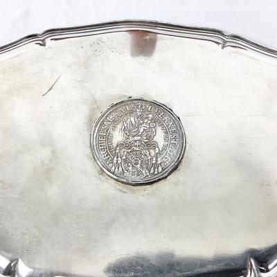 8708 Vintage Award Tray with Coin 800 Silver