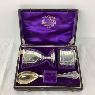8710 Antique Sterling Egg Cup, Napkin Ring and Spoon