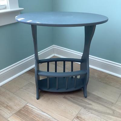 Grey wooden table with base holder 23â€H, 23â€x15â€ oval - hand made