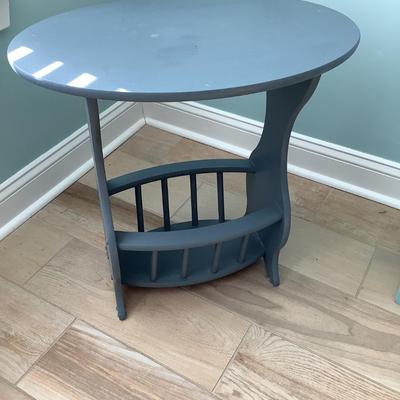 Grey wooden table with base holder 23â€H, 23â€x15â€ oval - hand made