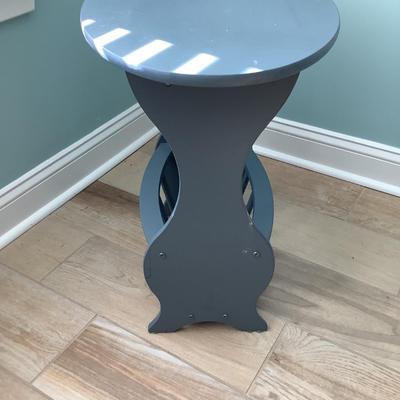 Grey wooden table with base holder 23â€H, 23â€x15â€ oval - hand made