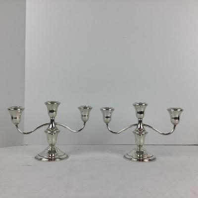 8717 Pair of Three Candle Sterling Weighted Candlesticks