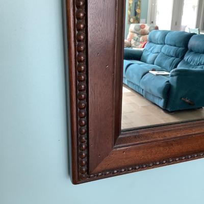 Gorgeous beveled, wooden frame, with metal decor mirror 57â€H 39â€W