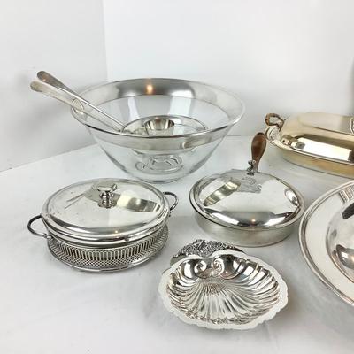 8716 Silverplate and Glass Serving Pieces Lot
