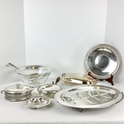 8716 Silverplate and Glass Serving Pieces Lot