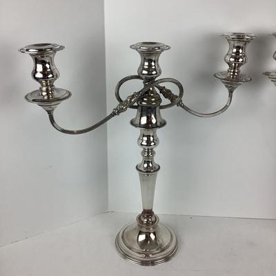 8718 Vintage Three Arm Silver on Copper Candelabra