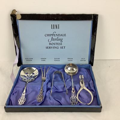 8721 Vintage LUNT Chippendale Sterling Hostess Set