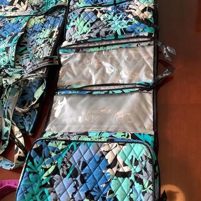 Vera Bradley lot-5 in blue pattern, cosmetic, cross body, wristlet wallets, large bag has monogram, 2 maroon crossbody & cosmetic, 1...