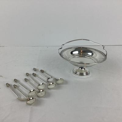 8730 Sterling Silver Bonbon Dish with 8 small spoons