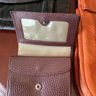 Calvin Klein, black eel, camel bag from Morocco, Perry Ellis wallet