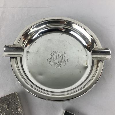 8731 Sterling Silver Ashtray with Lighter and Match Cover