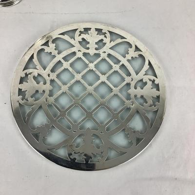 8732 Sterling Silver Bowl with Crystal and Silver Trivet