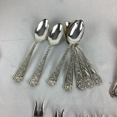8740 Lot of Silverplate Demitasse Spoons, Cocktail Forks and more