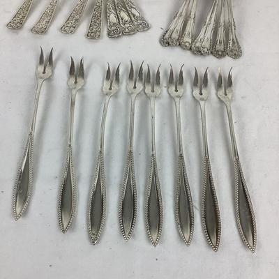 8740 Lot of Silverplate Demitasse Spoons, Cocktail Forks and more