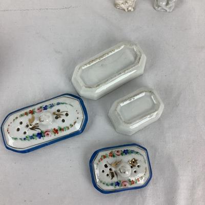 8741 Vintage Porcelain Anne Weatherly Handpainted Bowl with small boxes
