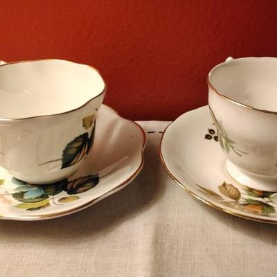 2 Bone China Teacups and Saucers