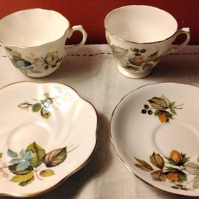 2 Bone China Teacups and Saucers
