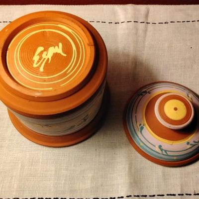 Gorgeous Handpainted Signed Terra Cotta Storage Jar