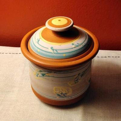Gorgeous Handpainted Signed Terra Cotta Storage Jar