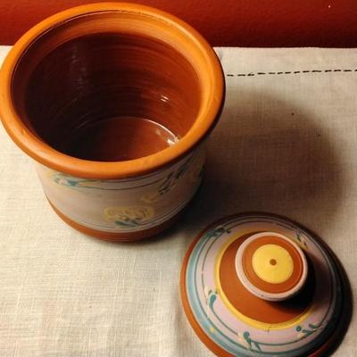 Gorgeous Handpainted Signed Terra Cotta Storage Jar