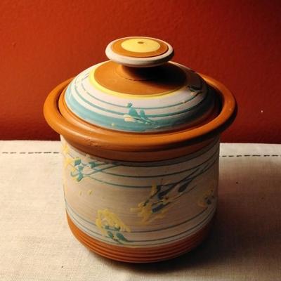 Gorgeous Handpainted Signed Terra Cotta Storage Jar