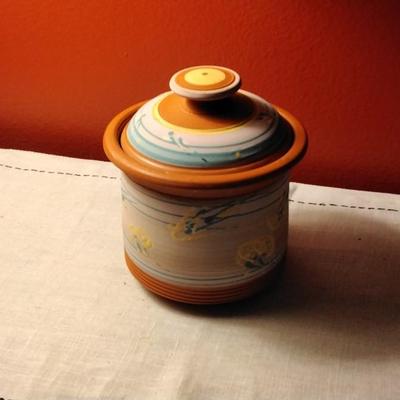 Gorgeous Handpainted Signed Terra Cotta Storage Jar