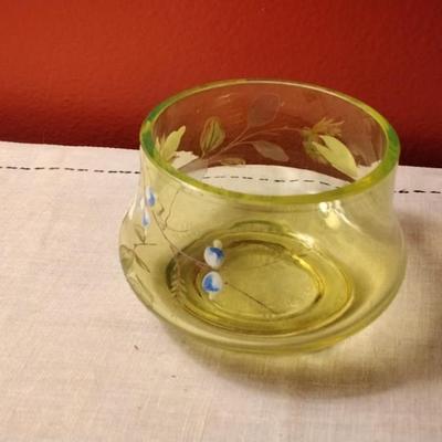 Heavy Hand Painted Glass Bowl