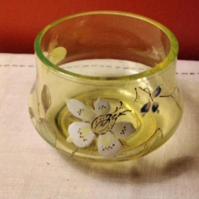 Heavy Hand Painted Glass Bowl