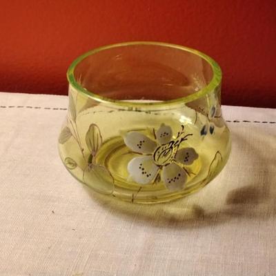 Heavy Hand Painted Glass Bowl
