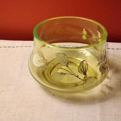 Heavy Hand Painted Glass Bowl