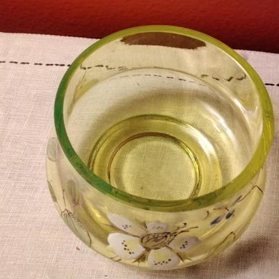 Heavy Hand Painted Glass Bowl