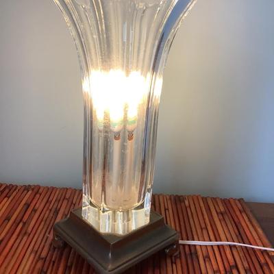 2 thick glass brass base lamps, inline switch