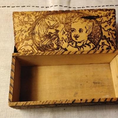 Antique Wood Burned Chocolate Box