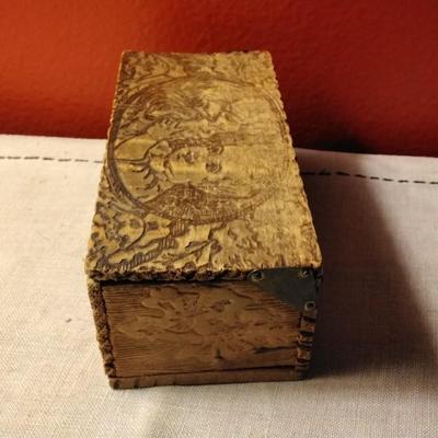 Antique Wood Burned Chocolate Box