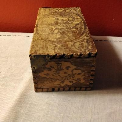 Antique Wood Burned Chocolate Box