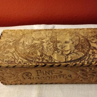 Antique Wood Burned Chocolate Box
