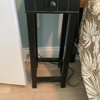 Black side table with single drawer 24â€H 9 1/2â€x 9 1/2â€