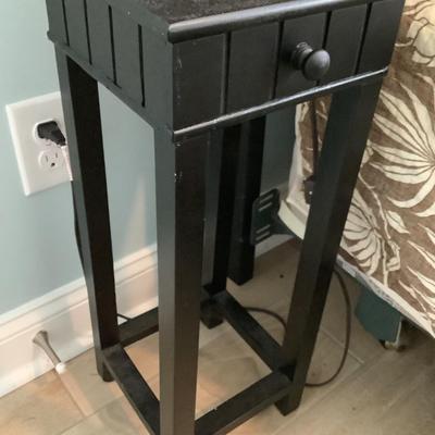 Black side table with single drawer 24â€H 9 1/2â€x 9 1/2â€