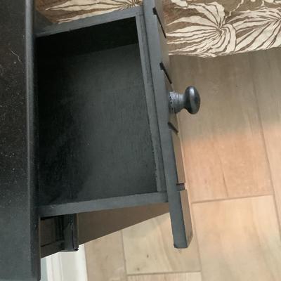 Black side table with single drawer 24â€H 9 1/2â€x 9 1/2â€