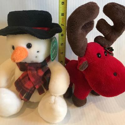 Christmas Snowman and Moose plush