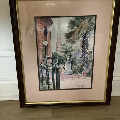 Steeple downtown 23â€H 18â€W well framed and matted