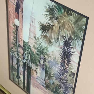 Steeple downtown 23â€H 18â€W well framed and matted