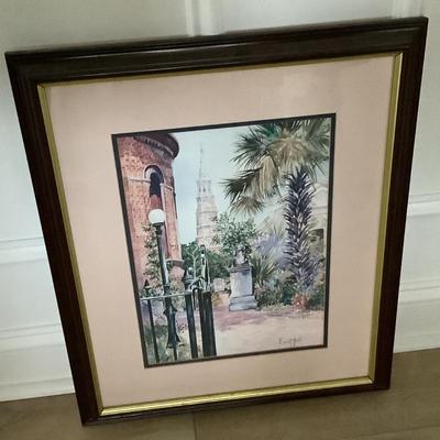 Steeple downtown 23â€H 18â€W well framed and matted