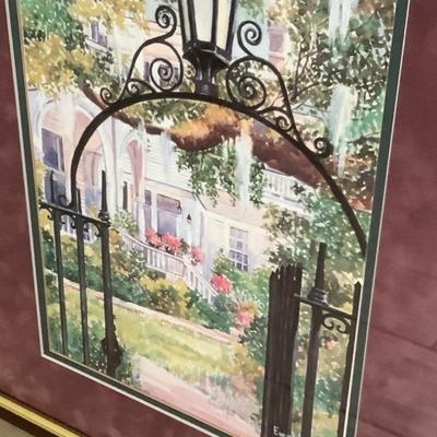 Wrought iron archway print with double mat and wood frame 23â€H 18â€W