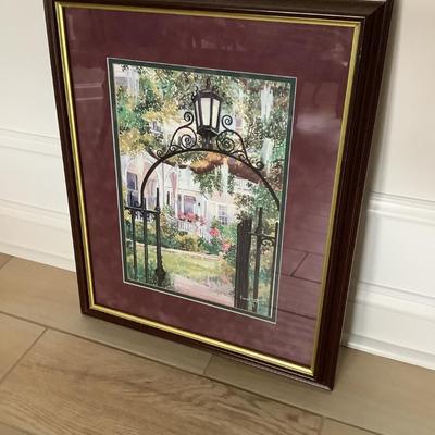 Wrought iron archway print with double mat and wood frame 23â€H 18â€W